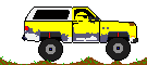 1968 Ford Mustang - This pixelated image shows a side view of a yellow and white SUV with distressed gray paint.