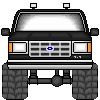 1990 Ford Bronco - This is a pixelated image of the front of a truck with large tires.