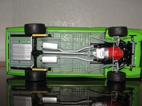 1977 Ford F-150 - Model car chassis detail, showing the drivetrain and undercarriage components.