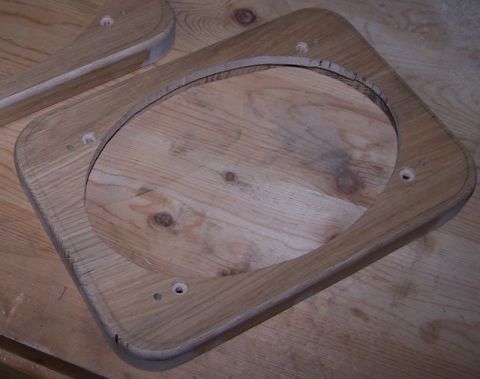 1990 Ford Bronco - Custom wooden speaker adapter, likely for aftermarket audio installation.