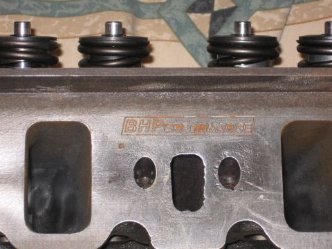 1988 Mercury Grand Marquis - Ported E7 Heads closeup of "BHPerformance" logo Jan. '07