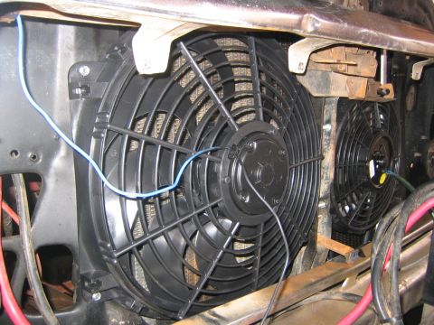 1979 Ford Bronco - Dual electric cooling fans are installed, likely as part of an upgrade or repair.