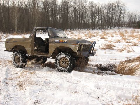 1979 Ford Bronco - Off-road Bronco stuck in snow during winter campout.