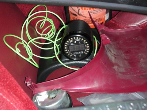 1992 Ford Crown Victoria - An aftermarket air/fuel ratio gauge is installed in the vehicle's interior, with visible wiring and a digital readout.