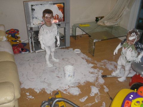 1989 Ford Bronco - Children covered in paint create a mess in the living room.
