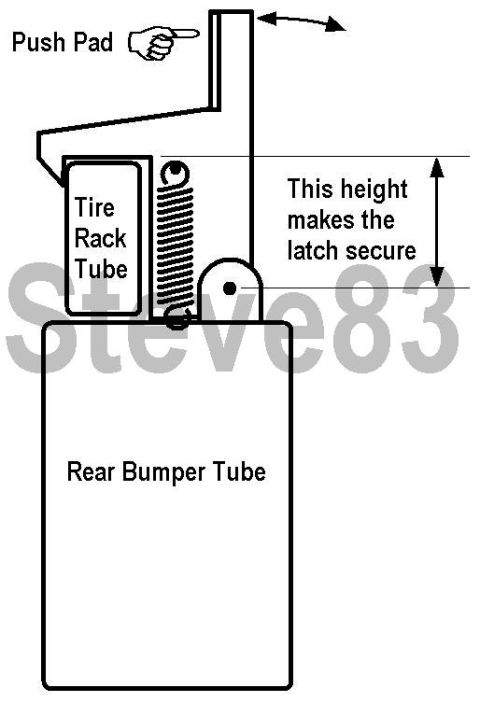 1983 Ford Bronco - Just a quick sketch for a custom bumper tire rack latch. FRONT is to the RIGHT. The vertical distance between the pivot & hook makes the ho…