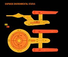 1984 Pontiac Fiero - Diagrams of the Starship Enterprise from Star Trek are displayed against a dark background.