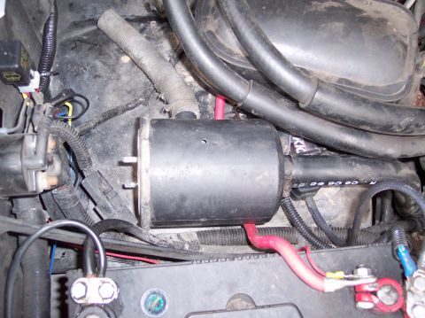 1996 Ford Bronco - Air pump filter canister...now gone, thanks to my smog pump delete pulley
