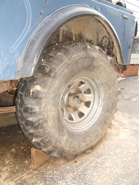 1980 Jeep CJ5 - Close-up of the rear wheel and fender area of a 1980 Jeep CJ5.