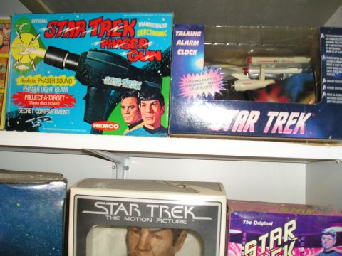 1966 Pontiac Fiero - Collection of Star Trek merchandise including a Remco Phaser Gun and a talking alarm clock the Enterprise.