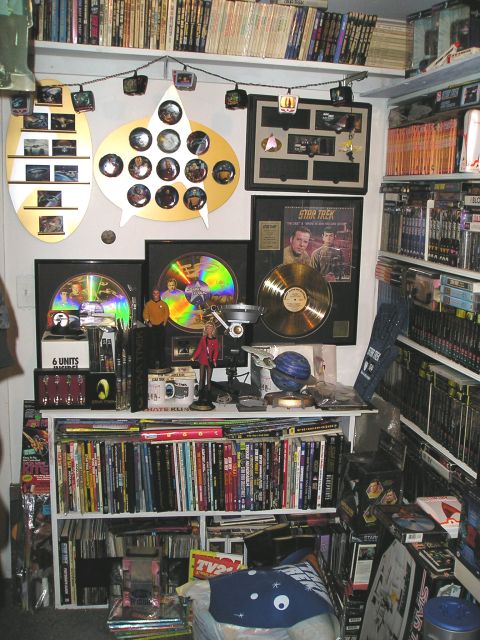 1966 Pontiac Fiero - A room filled with Star Trek memorabilia, including books, DVDs, and display items.