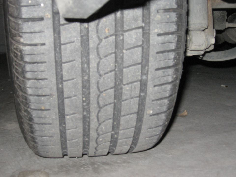 Close-up of a tire tread with visible wear