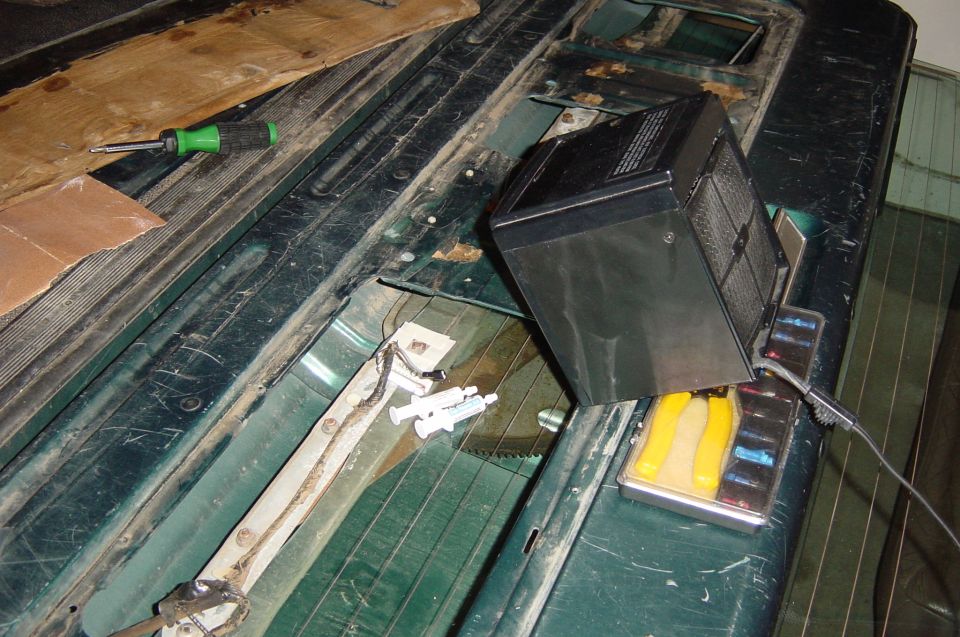 A space heater is used to warm up the repair area, same set up is used while the epoxy cures.  Thermometer read over 120 degrees F.