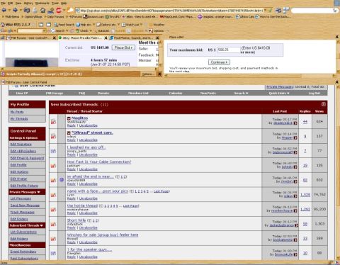 1990 Ford Bronco - A screenshot of a web forum displays various discussion threads and user activity.