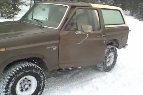 1980 Ford Bronco - If you look close you can see how my door is dented pretty bad. The e-brake let loose allowing the truck to roll backward. Rob was able to…