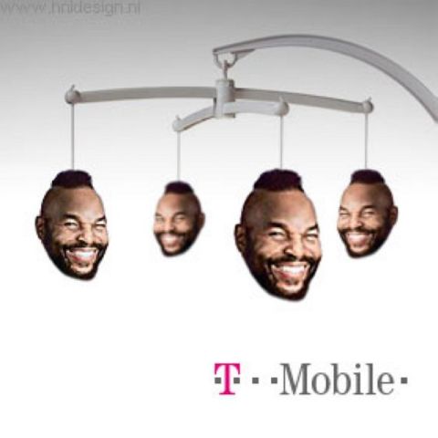 1987 Suzuki Samurai - A mobile multiple heads of Mr. T hangs above the T-Mobile logo.