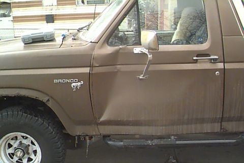1980 Ford Bronco - This is what the door looked like before I tried fixing it the day after the snow run.