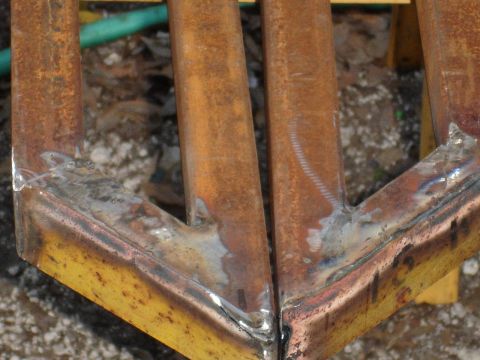 1989 Ford Bronco - This photo shows a close-up view of welded metal components, possibly part of a custom build or repair.