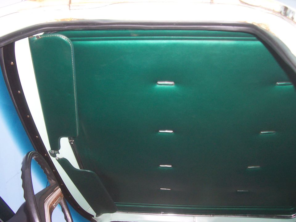 front section of headliner viewed through left door