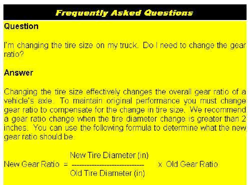 Changing gear ratio when changing tire size.