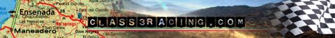 1990 Ford Bronco - website banner reads 'CLASS3RACING.COM' over an aerial map of the Ensenada-Maneadero area with a checkered flag at right.