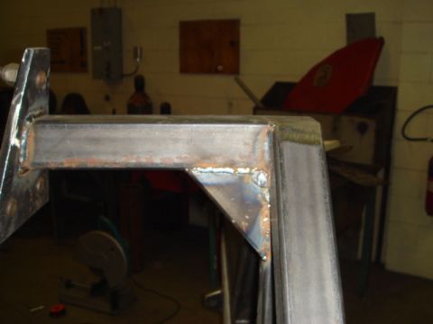 1996 Ford Bronco - A close-up view of a welded metal structure, likely a custom automotive part in progress.
