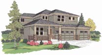 1995 Ford Bronco - This is a drawing of a two-story house with a three-car garage and a covered front porch.