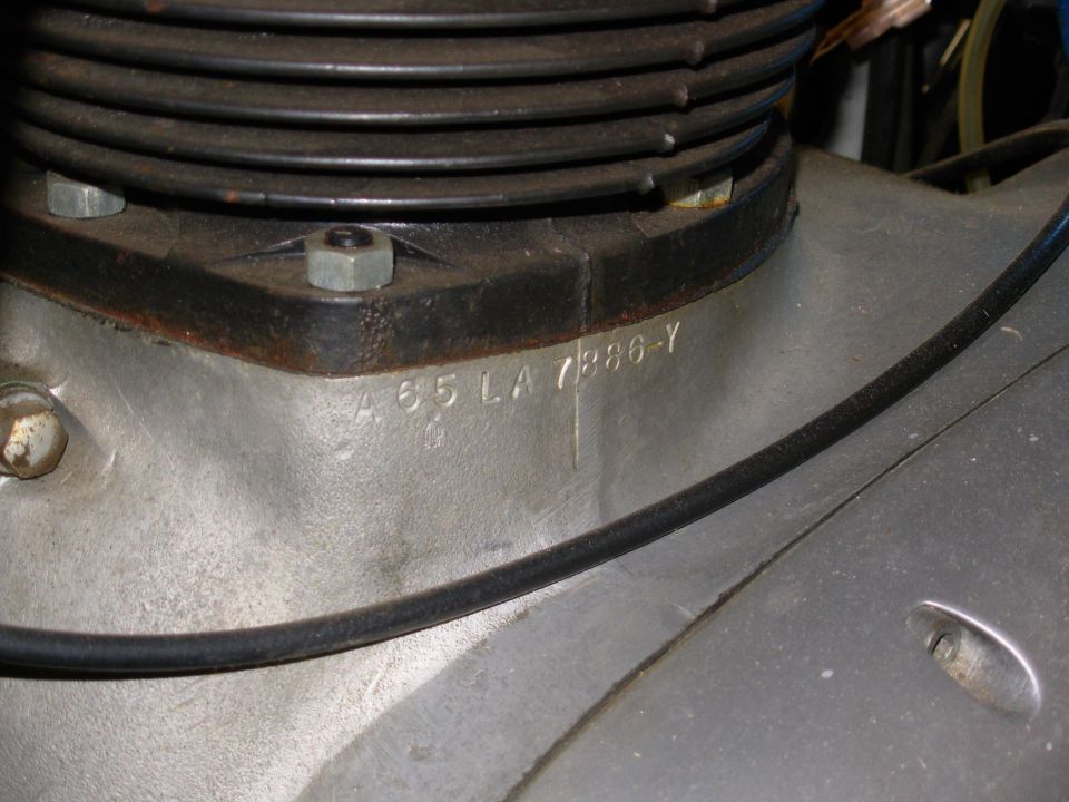 BSA engine crankcase with stamped serial number A65 LA 7386-Y