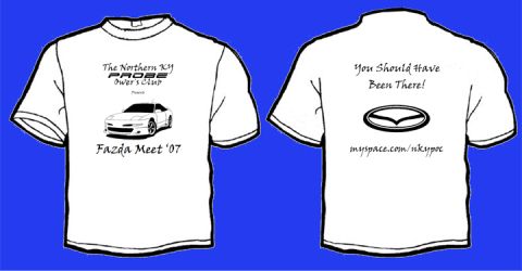 1995 Ford Probe - This t-shirt features a graphic of a 1995 Ford Probe and text indicating it was for the 'Fazda Meet '07'.