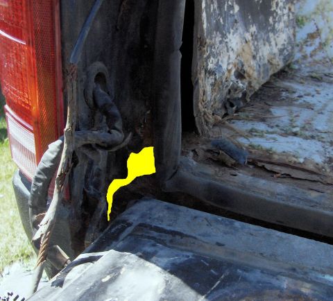 1986 Ford Bronco - It was hard to see but so i colored the rusted out section yellow