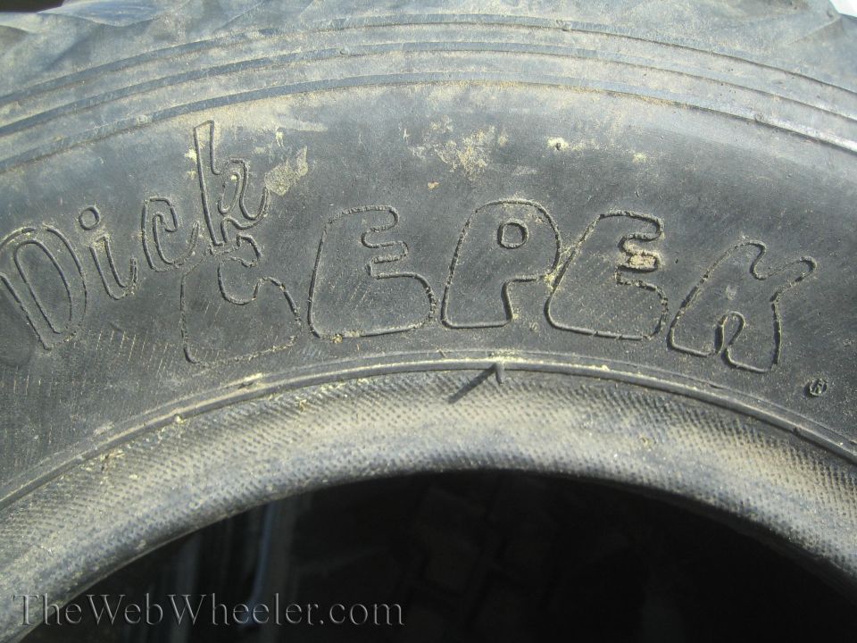 Tire with raised lettering 'Dick CEPEK'