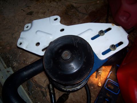 1985 Ford Bronco - Power steering pump bracket and pulley assembly, part number E0TO-3B010-FA visible.