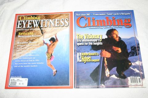 2003 Jeep TJ - Two magazines about climbing are displayed side-by-side.