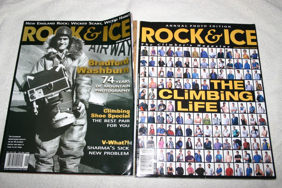 Two Rock & Ice covers: Bradford Washburn airways and The Climbing Life photo edition