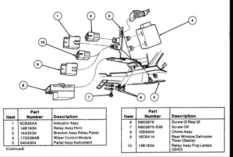 1991 Ford Taurus - This is a diagram illustrating different parts of a vehicle, likely for assembly or repair purposes.