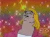 1991 Ford Bronco - A cartoon depiction of He-Man surrounded by colorful sparkles and a rainbow effect.