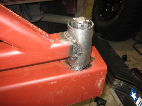 1996 Ford Bronco - Close-up of a welded metal bracket assembly, likely part of a custom bumper modification.