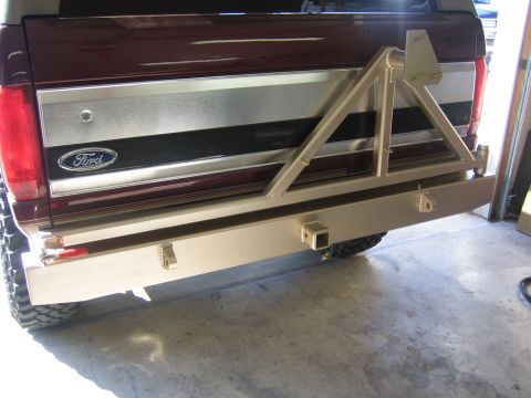 1996 Ford Bronco - Custom rear bumper and spare tire carrier assembly for a Ford Bronco.