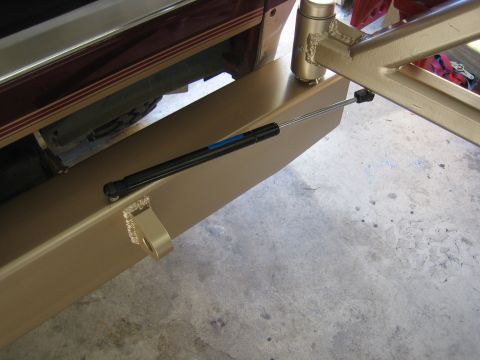 1996 Ford Bronco - A custom rear bumper assembly is shown attached to the side of a vehicle, a gas strut for support.
