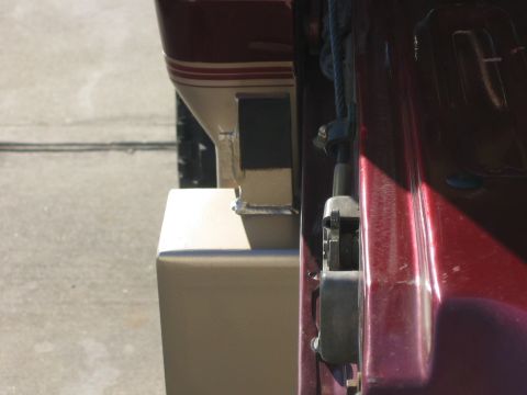 1996 Ford Bronco - Detail of a custom rear bumper modification, focusing on the welded attachment points and extension piece.
