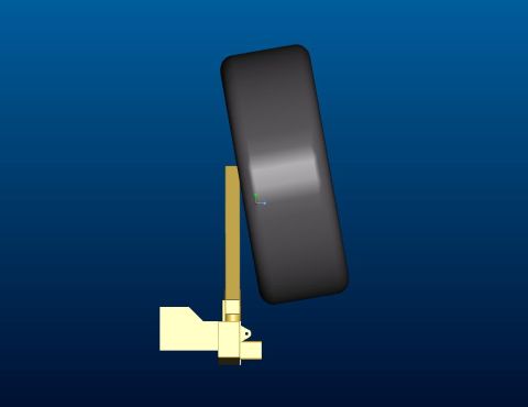 1996 Ford Bronco - 3D CAD render of a swing-away spare-tire carrier arm and mounting bracket.