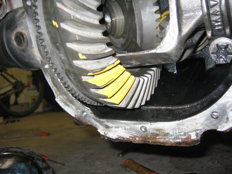 1996 Ford Bronco - Close-up view of differential gears, likely during a gear installation or inspection process.