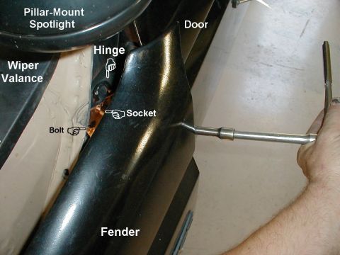 1983 Ford Bronco - It's possible to access the hinge bolts by merely swinging the back edge of the fender away from the body, but chipping the paint is very l…