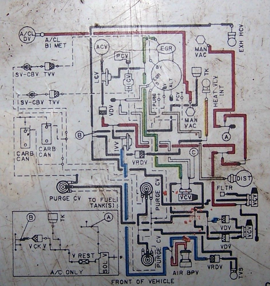 Color engine vacuum hose routing diagram label