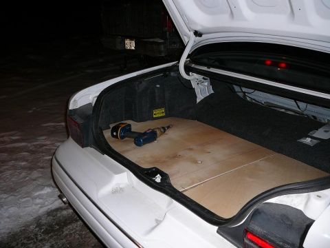 1997 Mercury Grand Marquis - Subwoofer enclosure Cover Panel. Finished rough cutout. Driver Side.
