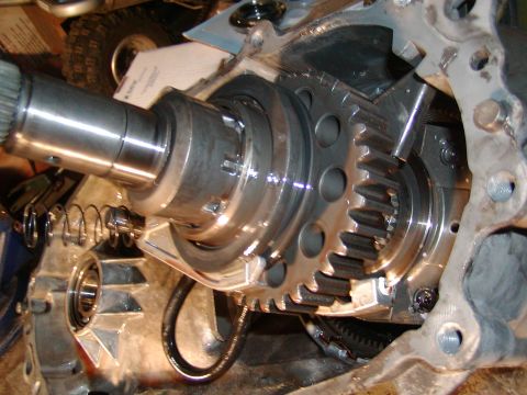 1991 Ford Bronco - Internal view of a vehicle's transmission, showing gears and other mechanical components.