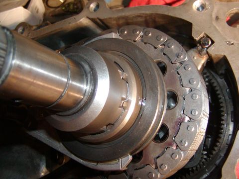 1991 Ford Bronco - Engine timing chain and gears are visible in this close-up mechanical view.