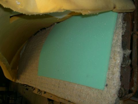 1967 Ford Ranchero - Interior car seat padding and foam layers are visible in this close-up view.