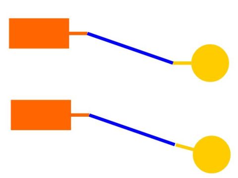 1990 Ford Bronco - This is a diagram with two identical illustrations of an orange rectangle connected by a blue line to a yellow circle.