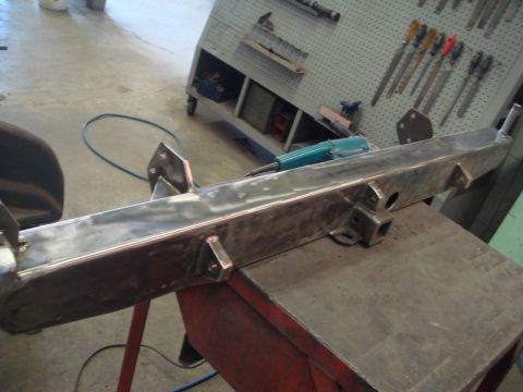 1996 Ford Bronco - Custom rear bumper fabrication in progress, showing welded steel construction and mounting points.